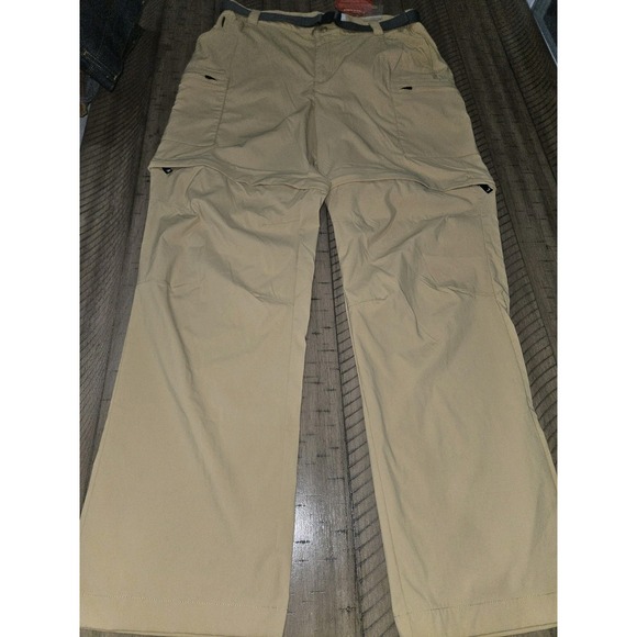 LL Bean Hiking Pant Men M Khaki Outdoor Convertible Zip Off Gorpcore Fish UPF 50 - Picture 8 of 11